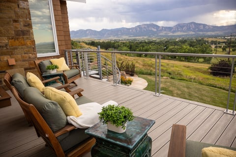 Residential landscape design back of house deck view 4