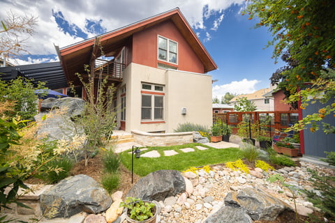 Residential landscape design small backyard water runoff