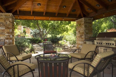 outdoor kitchen pergola masonry